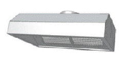 Nerezová nástěnná digestoř s tukovými filtry (šířka B 900 mm), 