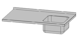 Nerezová pracovní deska s dřezem (šířka 700 mm), délka 2200 mm